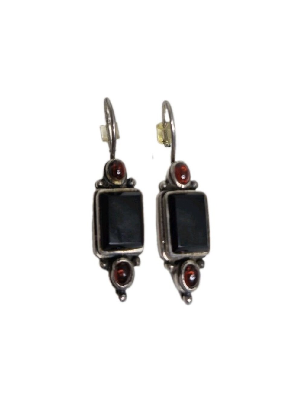 Handmade Sterling Silver 925 Black Onyx & Other Gemstone Dangle Drop Earrings